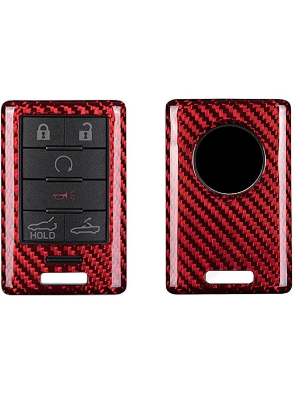 Sleek Carbon Fiber Key Fob Cover for Smart Car Remote - Red, Fits Chevy